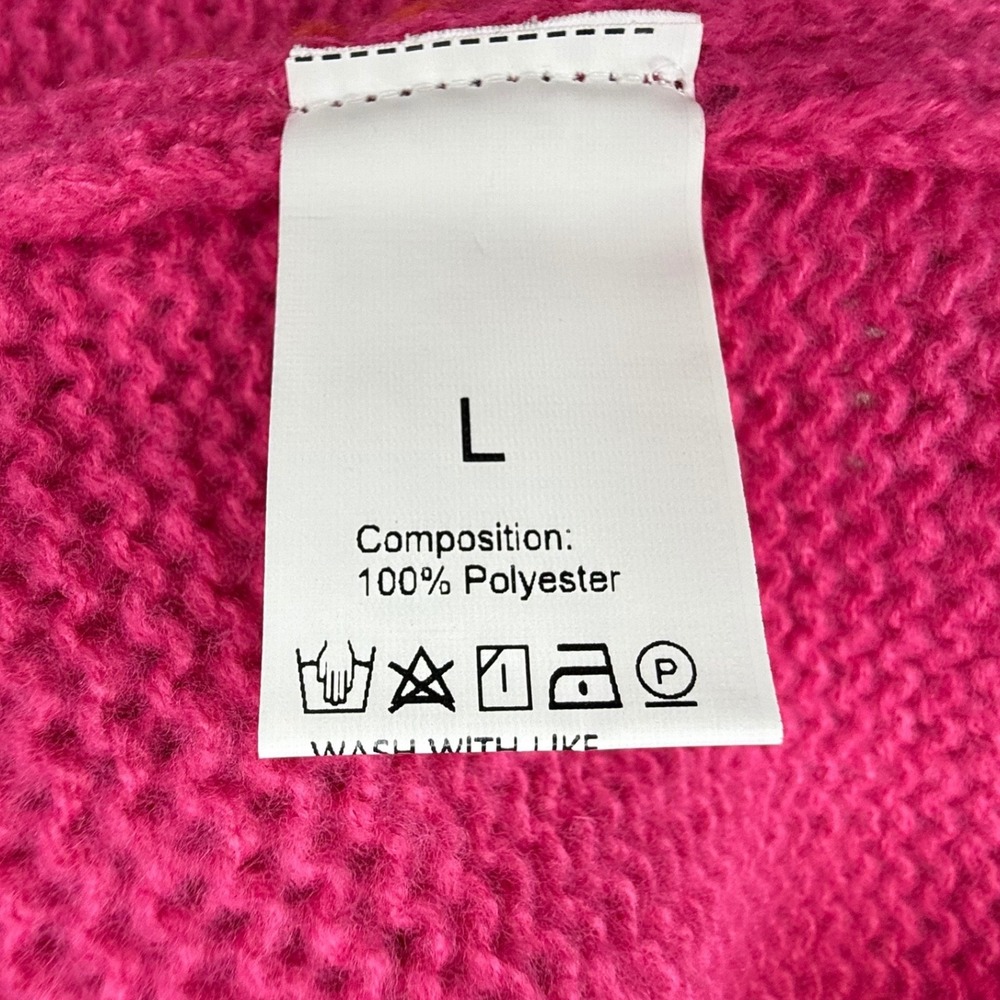 Striped V Neck Long‎ Sleeve Knit Sweater Dress Women's Size Large bright cozy - Picture 5 of 7